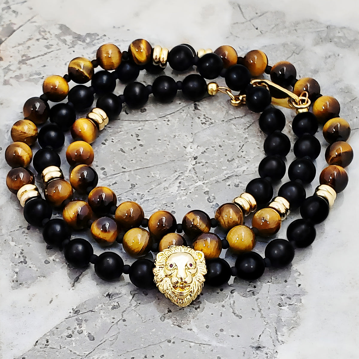 Gold Lion Gemstone Necklace