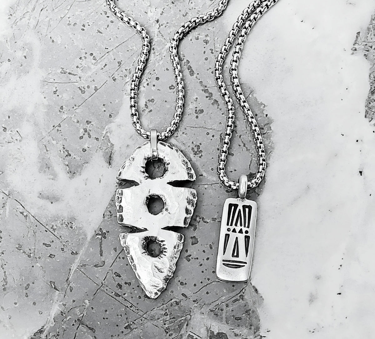 Rustic Tribal Neolithic Arrowhead Necklace
