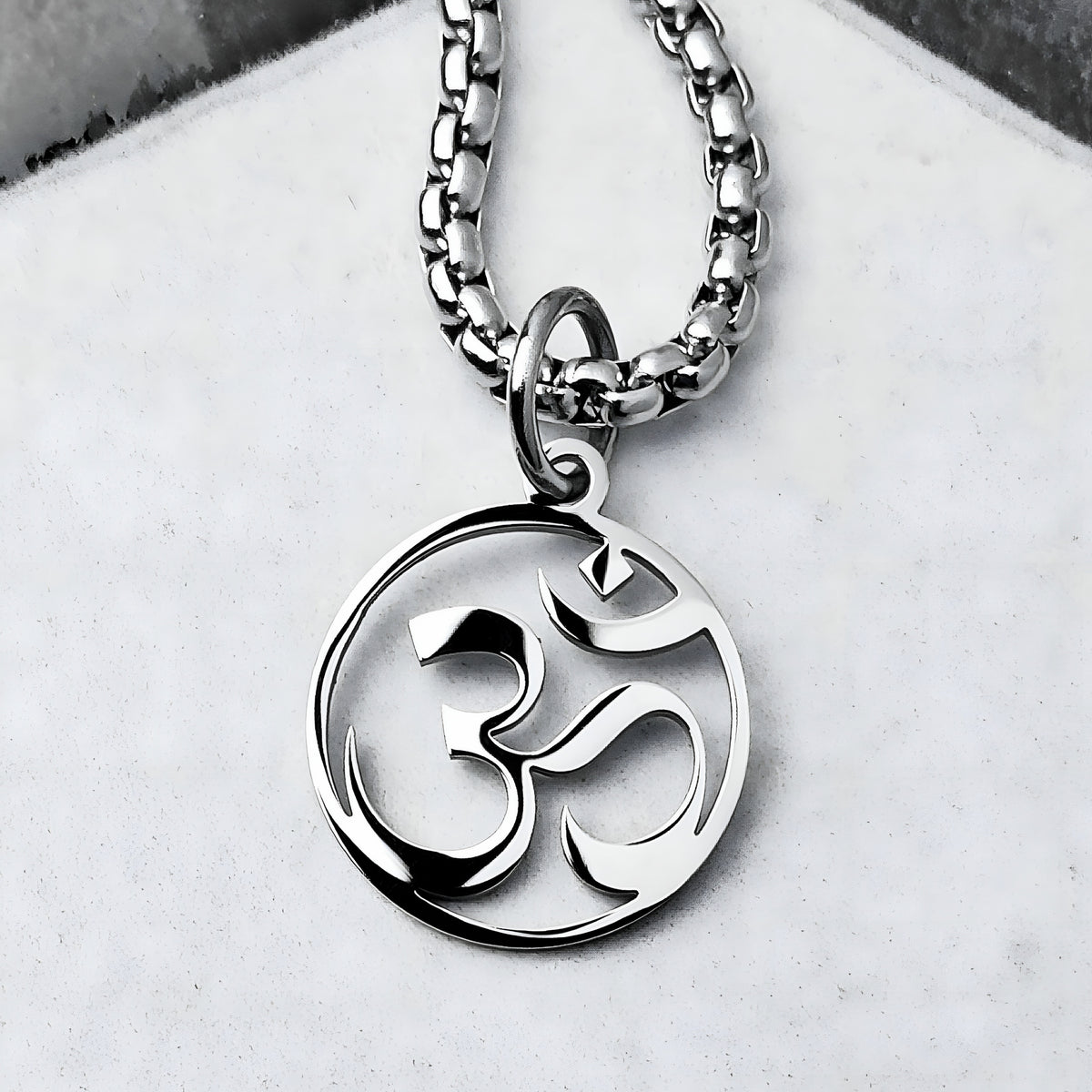 Silver Om Coin Necklace