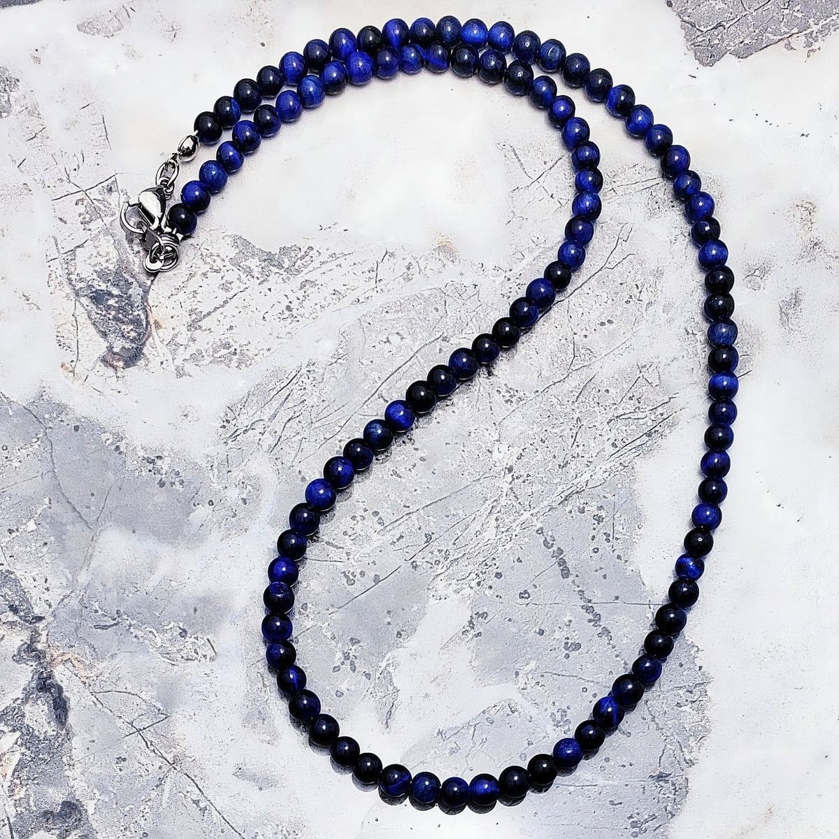 Sapphire Tiger Eye Gemstone Chain Necklace