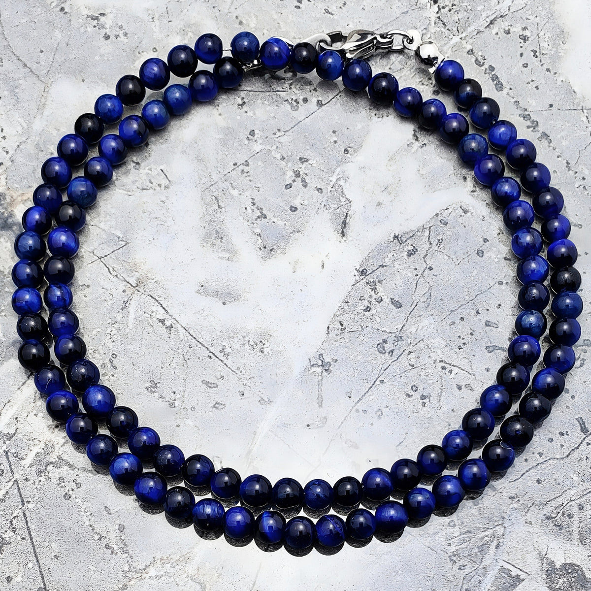 Sapphire Tiger Eye Gemstone Chain Necklace