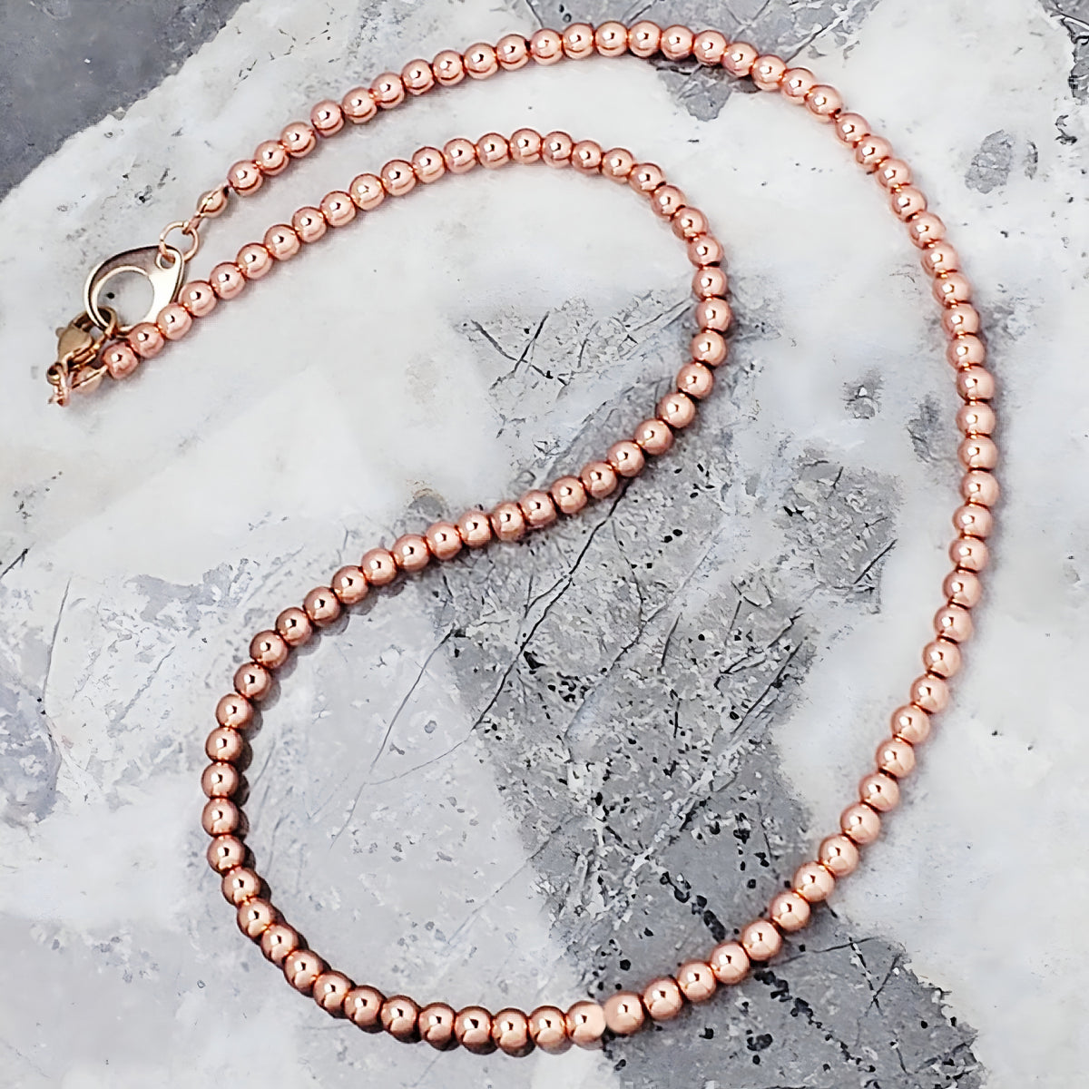 Rose Gold Hematite Gemstone Chain Necklace