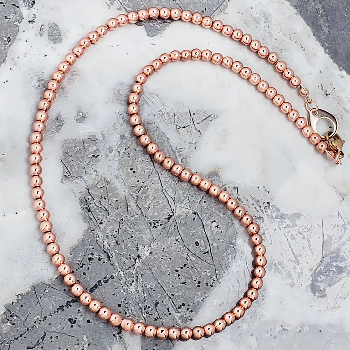 Rose Gold Hematite Gemstone Chain Necklace