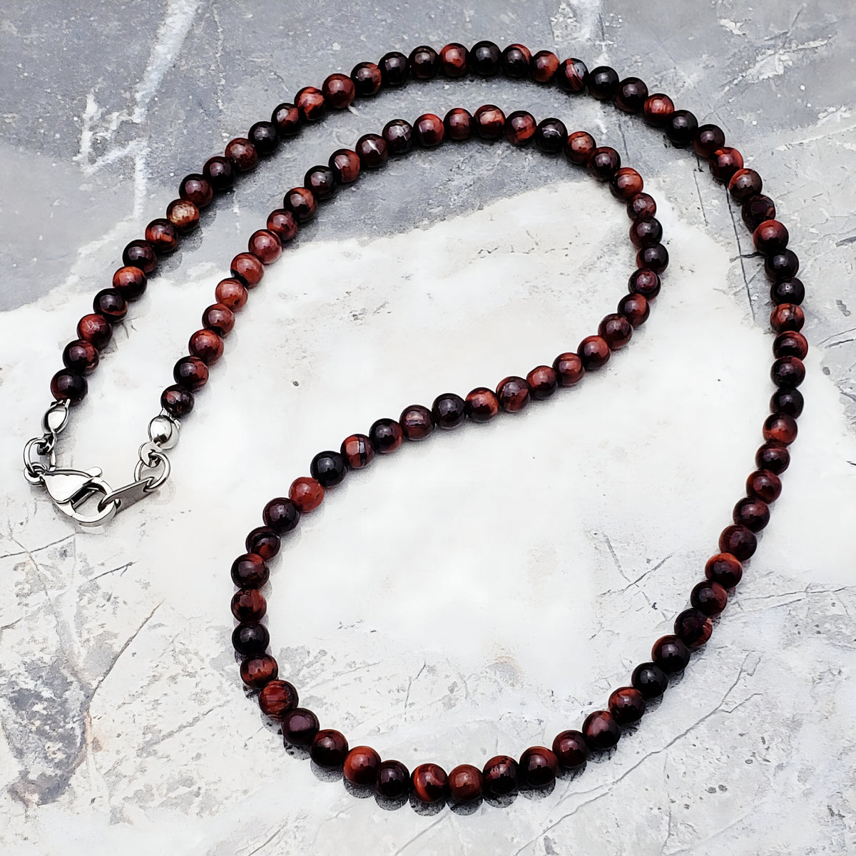 Red Tiger Eye Gemstone Chain Necklace