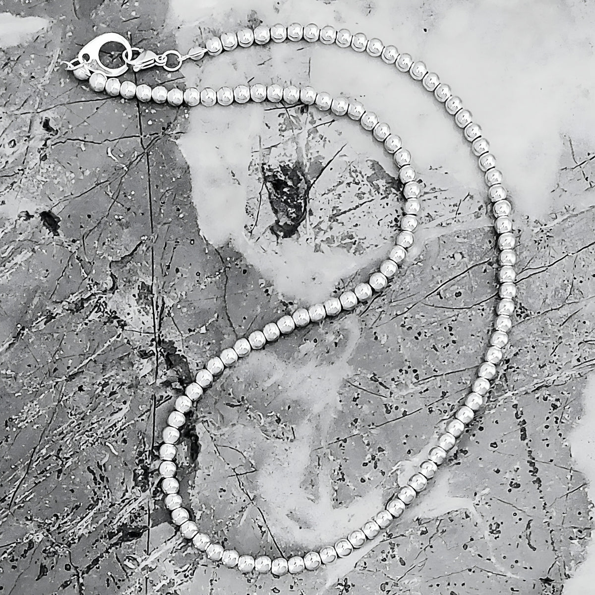 Platinum Hematite Gemstone Chain Necklace