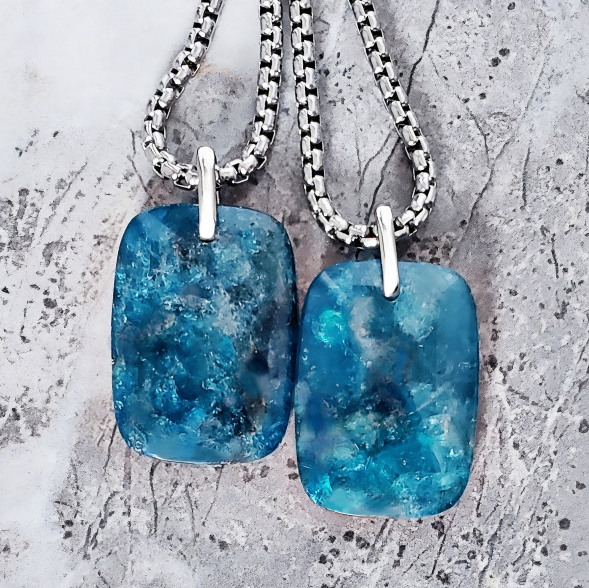 Apatite Gemstone Dog Tag Necklace