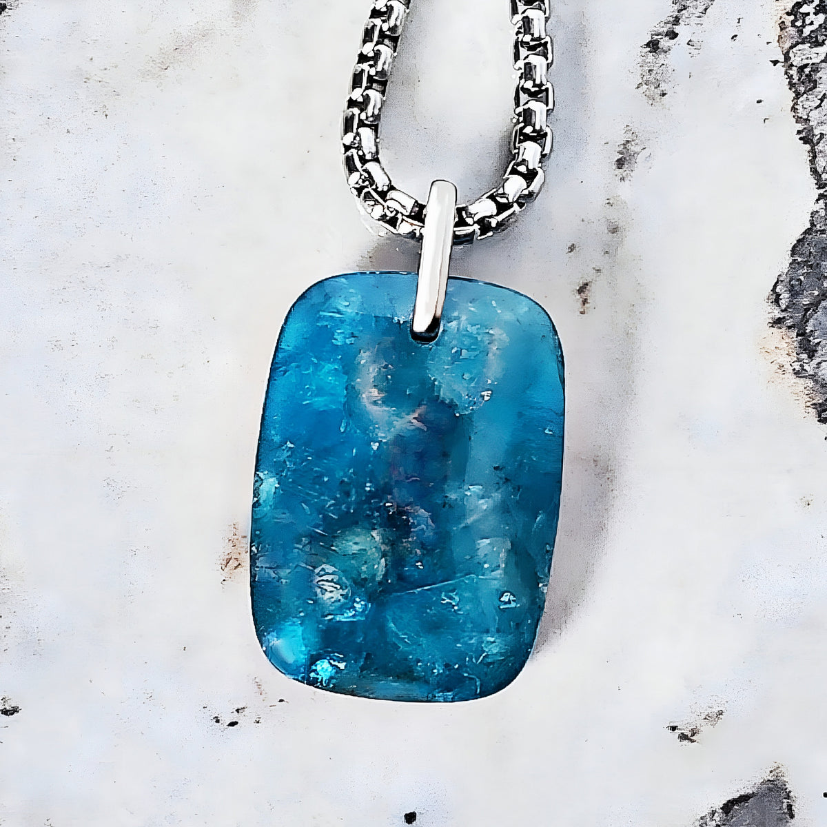 Apatite Gemstone Dog Tag Necklace