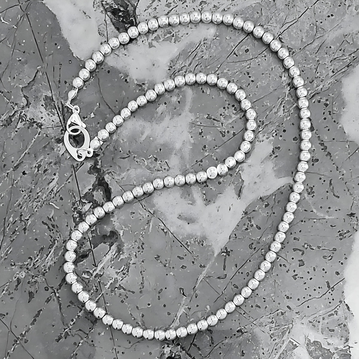 Platinum Hematite Gemstone Chain Necklace