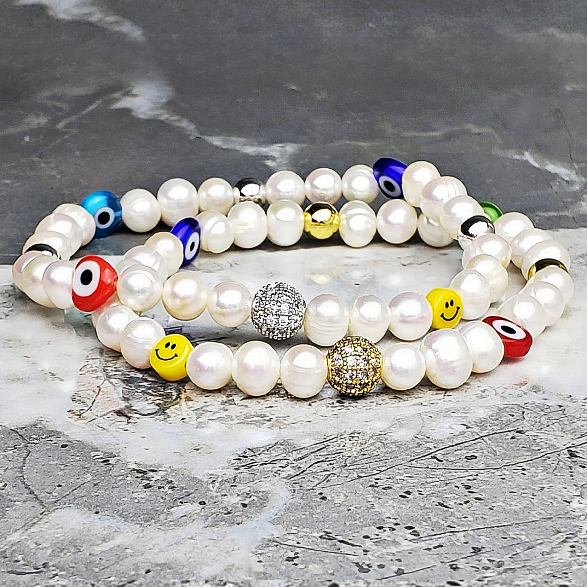 Evil Eye Pearls Bracelet