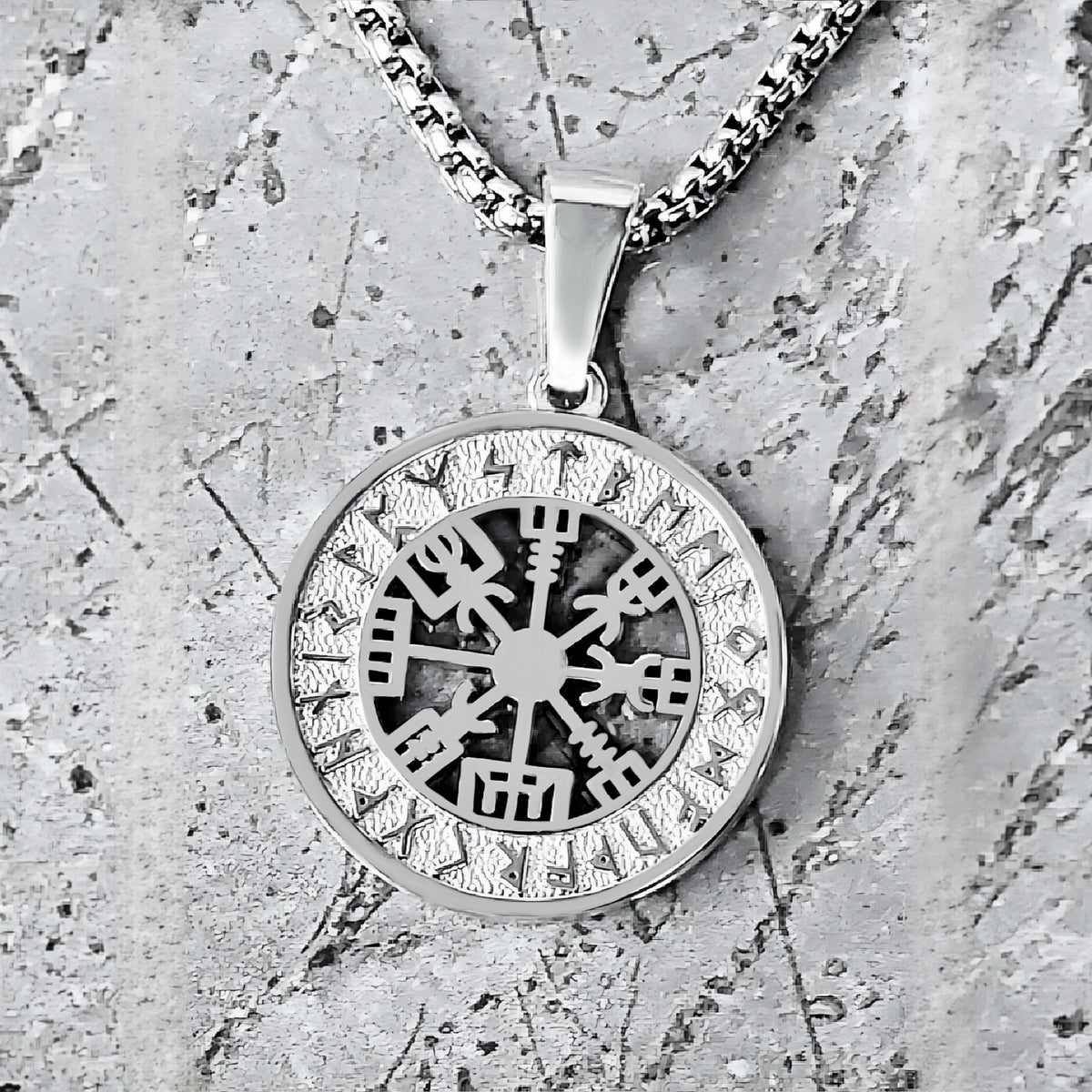 Silver Vegvisir Compass Necklace