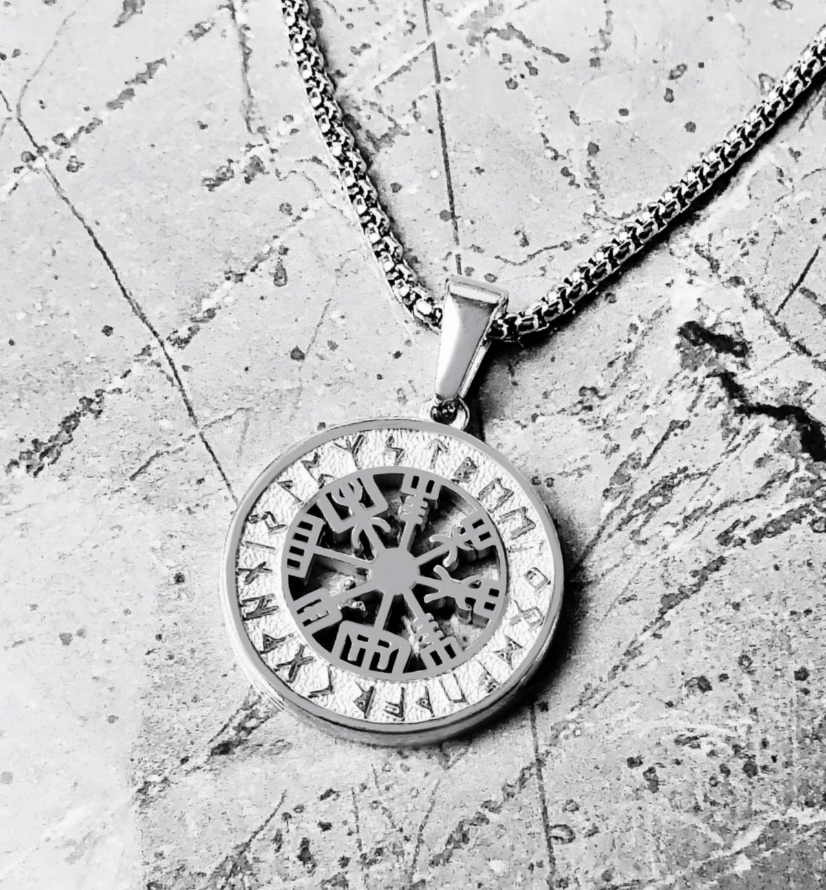 Silver Vegvisir Compass Necklace