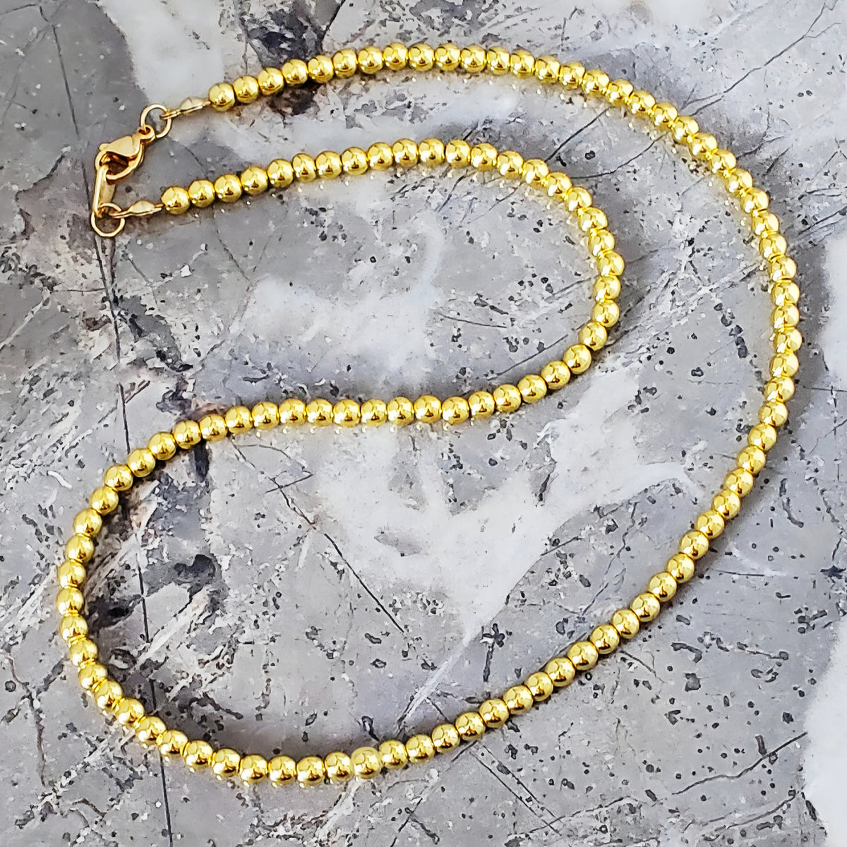 Gold Hematite Gemstone Chain Necklace