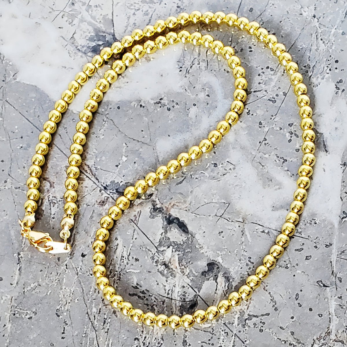 Gold Hematite Gemstone Chain Necklace