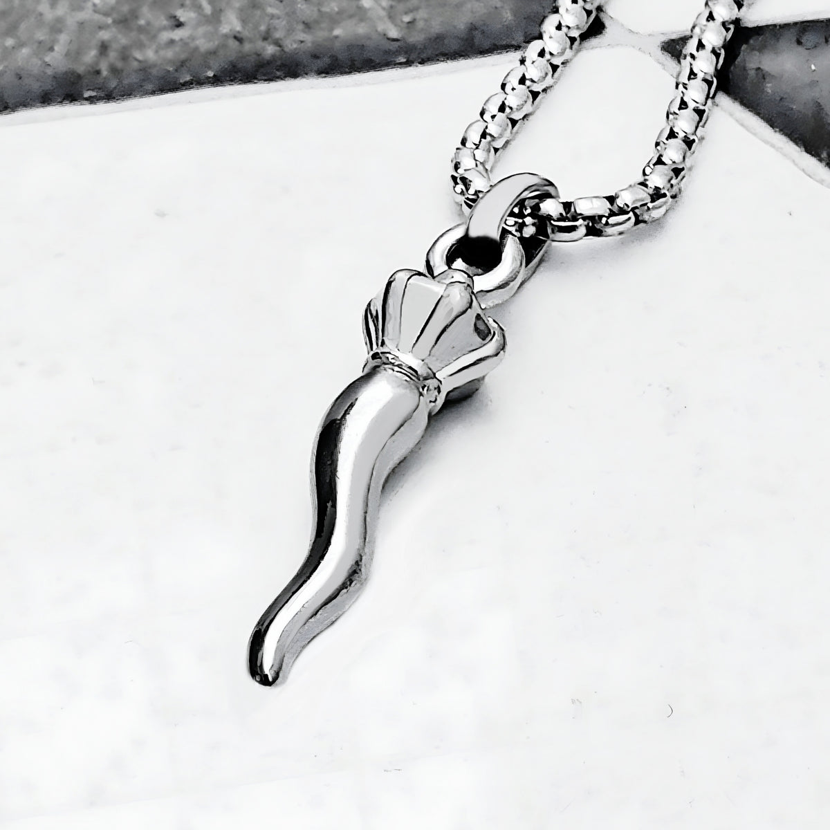 Silver Crowned Cornicello Necklace