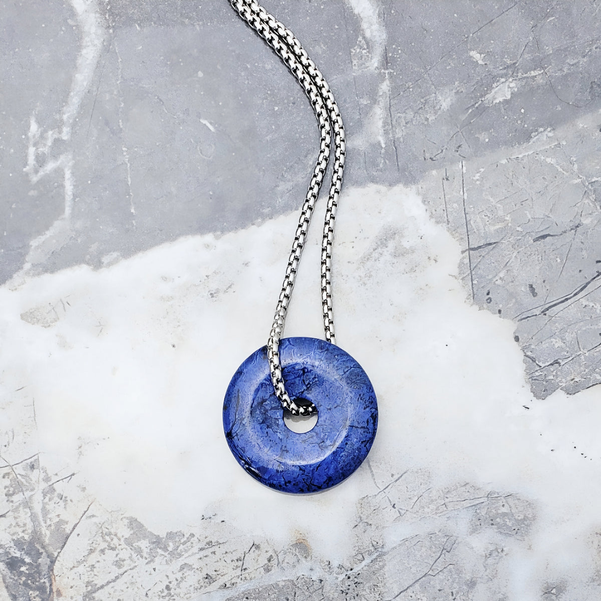 Dumortierite Gemstone Medallion Necklace