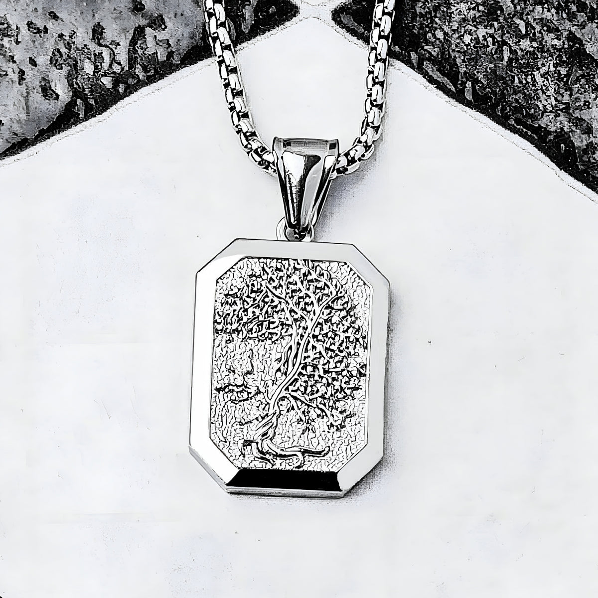 Silver Tree of Life Dog Tag