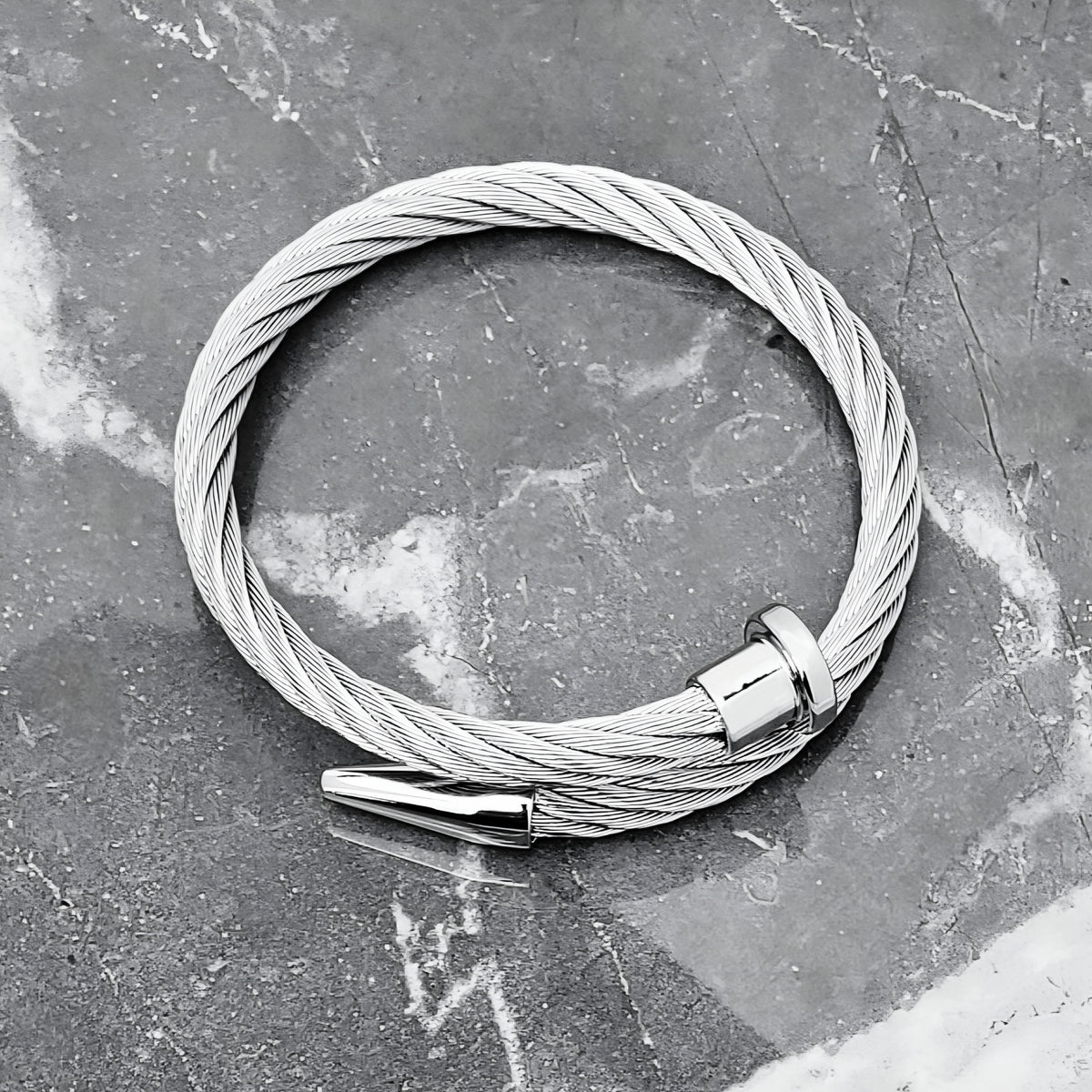 Silver Nail Wire Cuff Bracelet