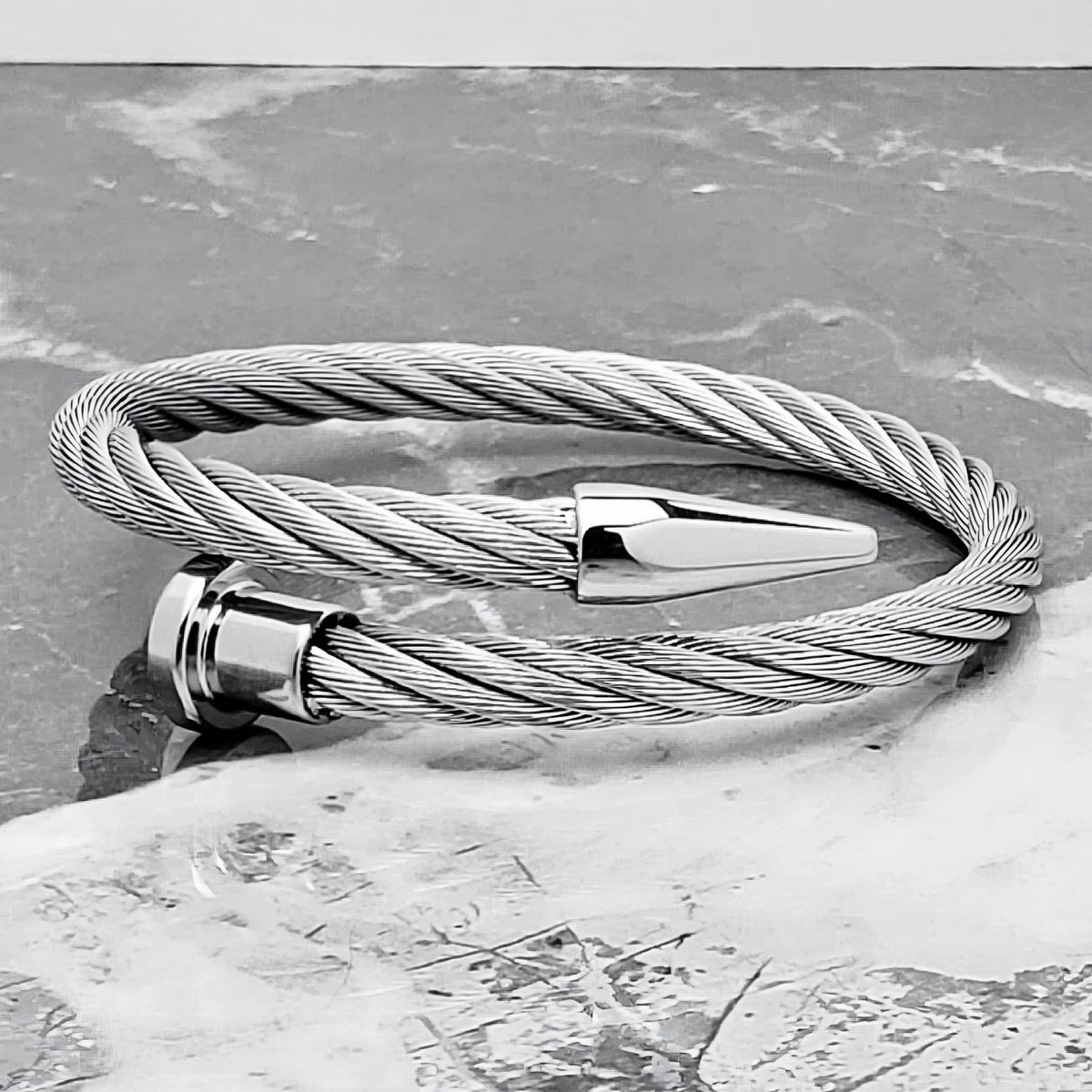 Silver Nail Wire Cuff Bracelet