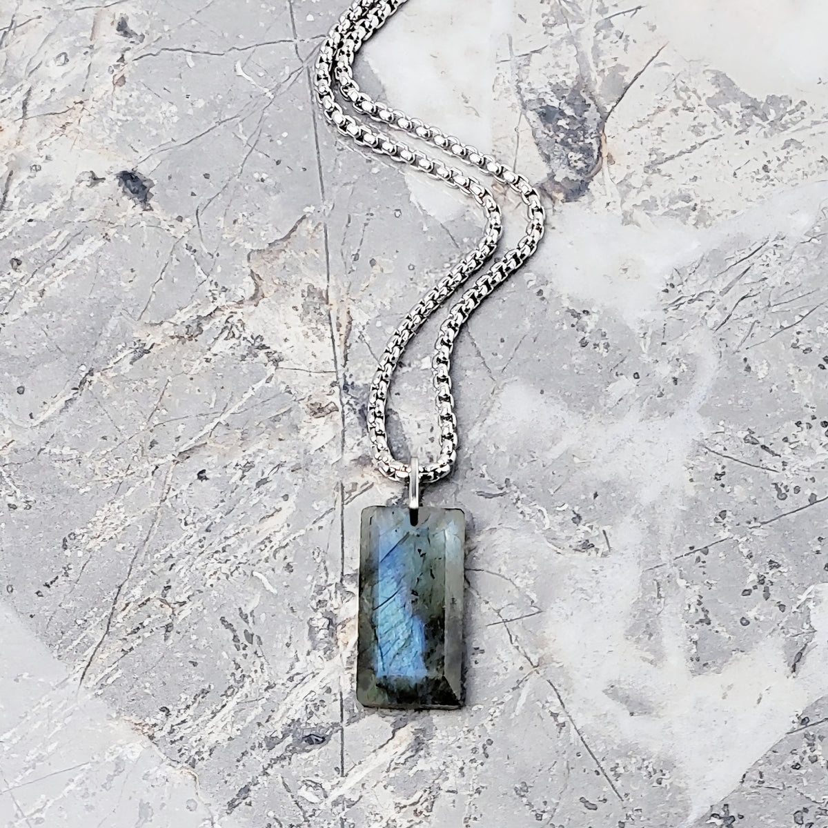 Labradorite Gemstone Dog Tag