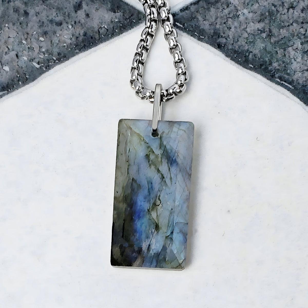 Labradorite Gemstone Dog Tag