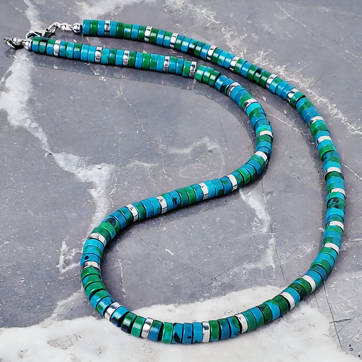 Azurite Gemstone Heishi Necklace