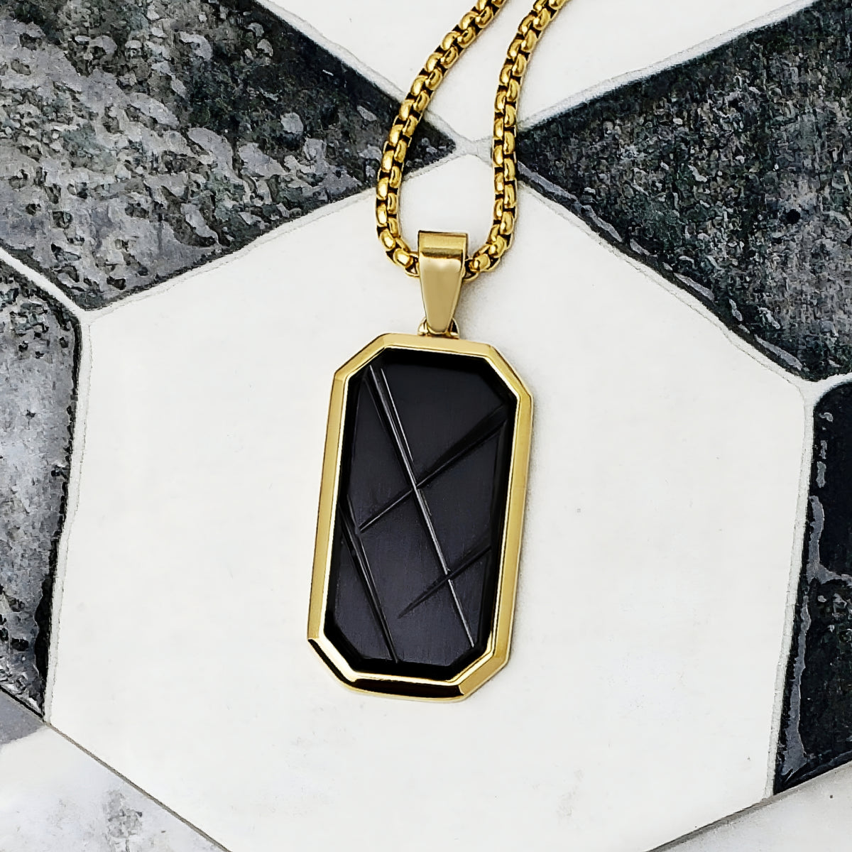 Gold Black Carbon Fiber Dog Tag