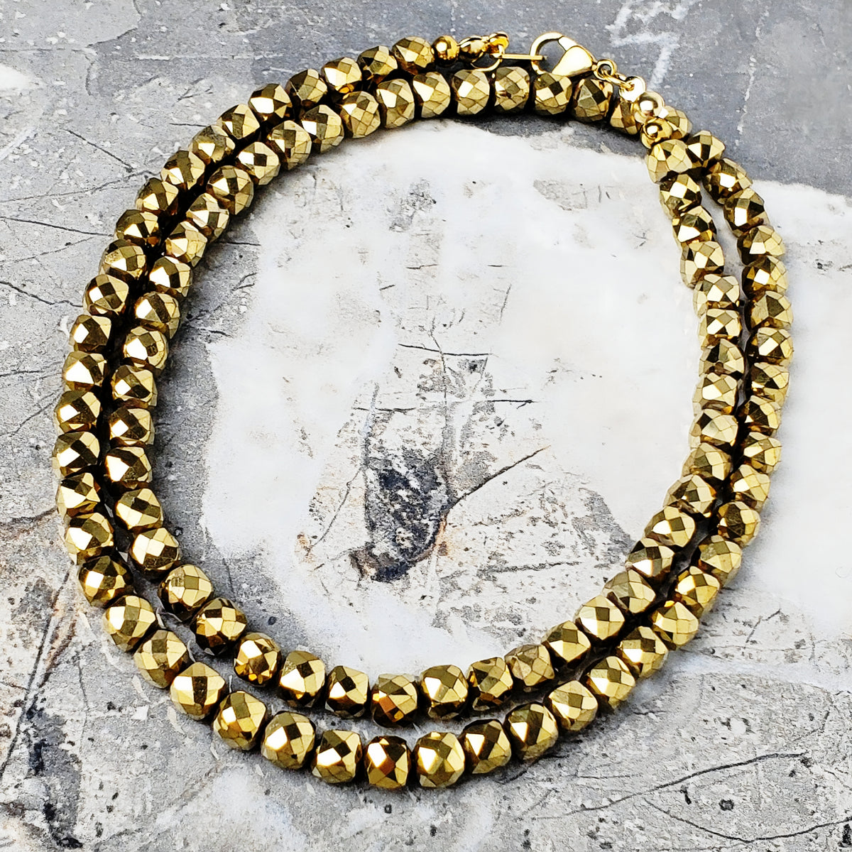Gold Hematite Cube Necklace
