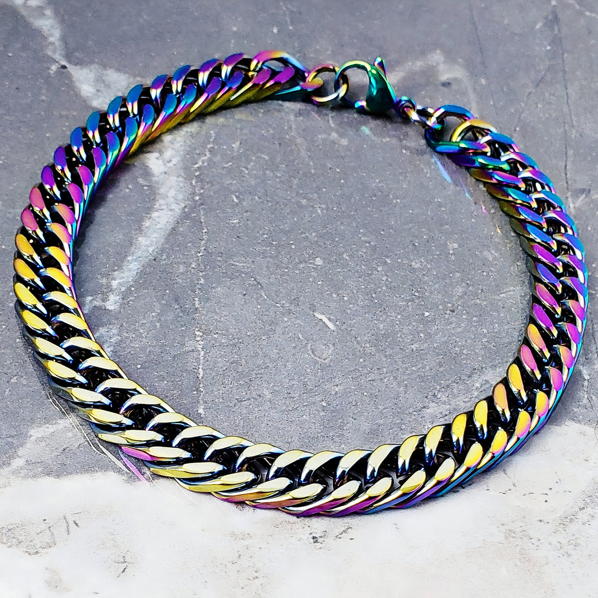 Multicolor Cuban Link Chain Bracelet