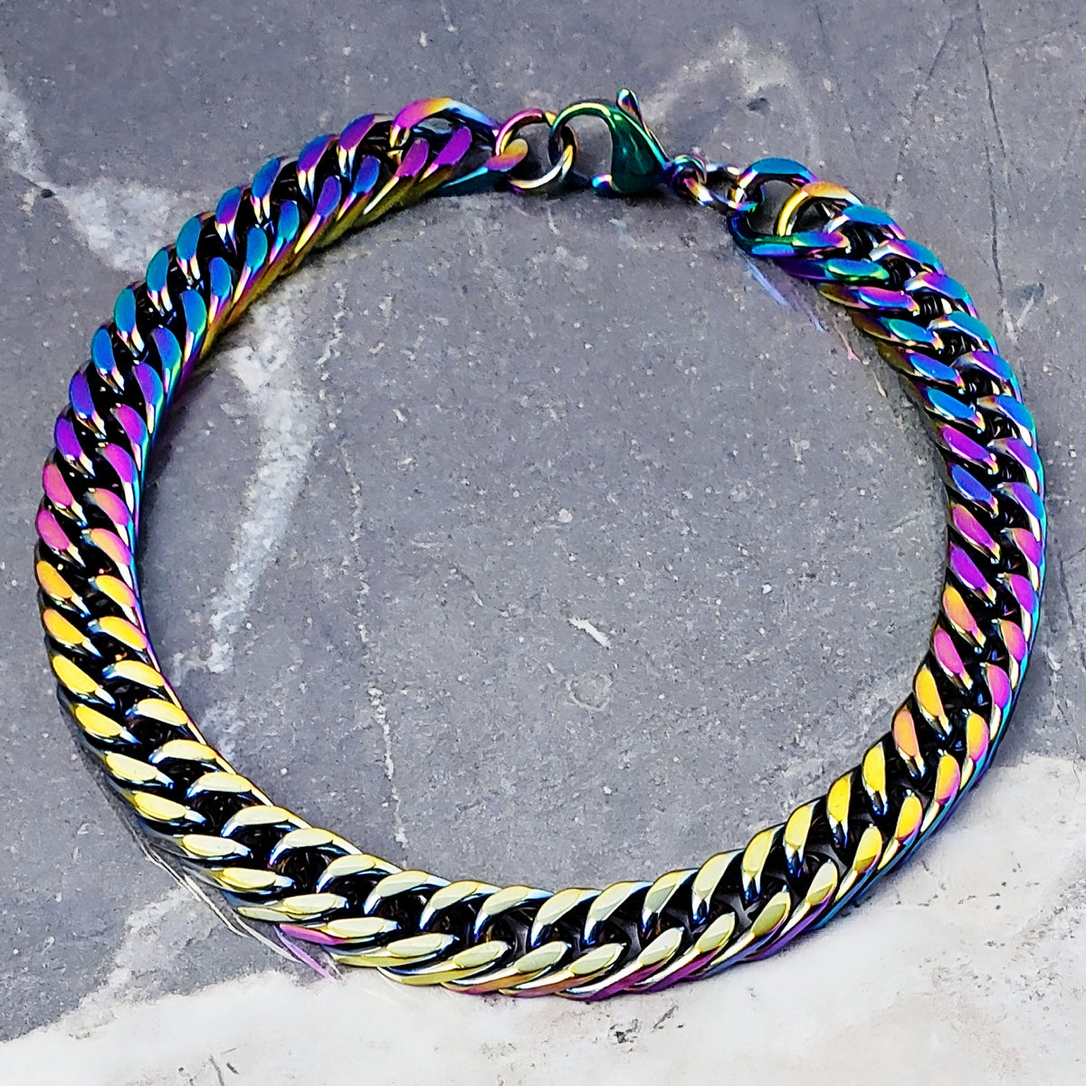 Multicolor Cuban Link Chain Bracelet