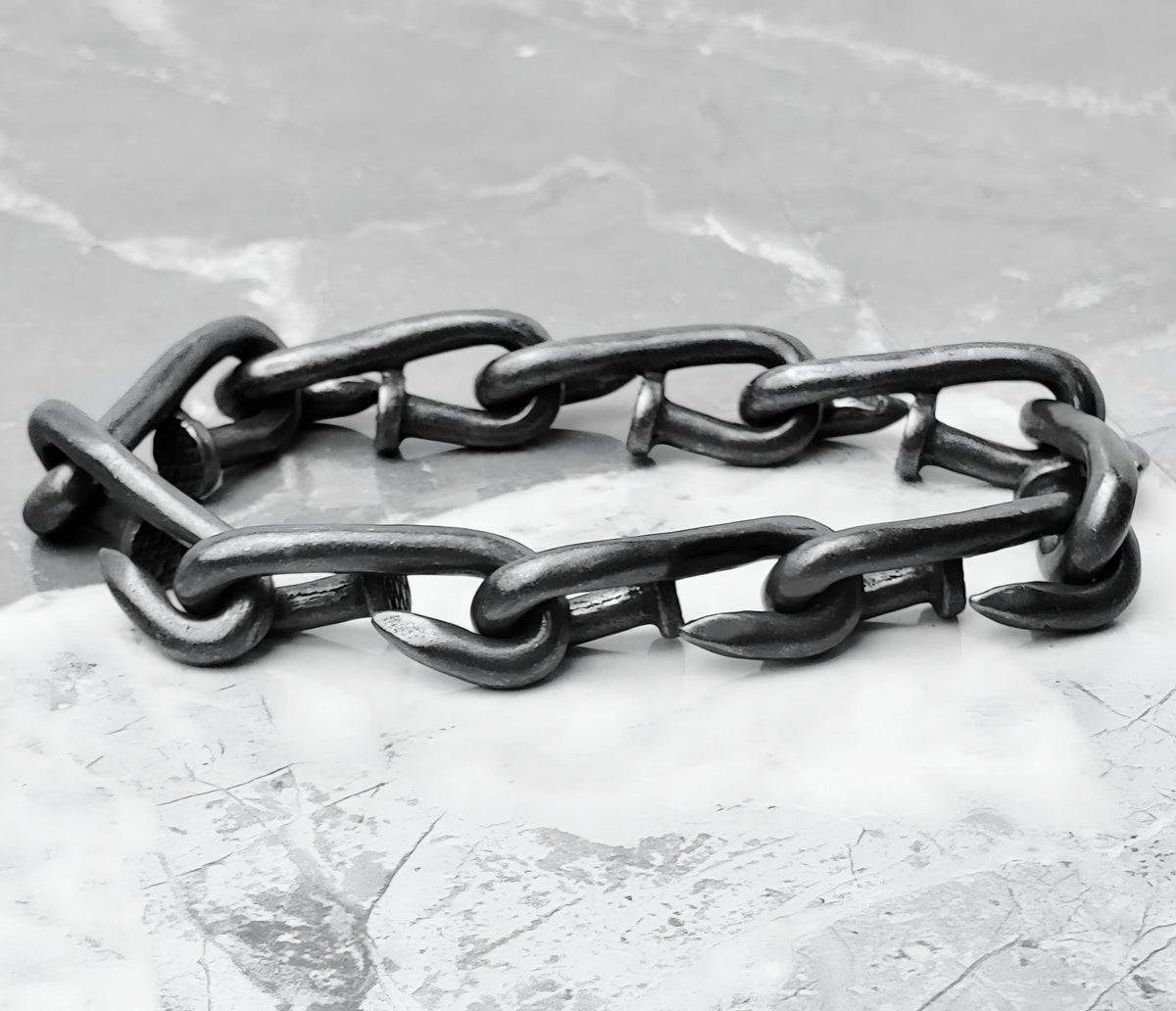 Rustic Silver Nail Chain Bracelet
