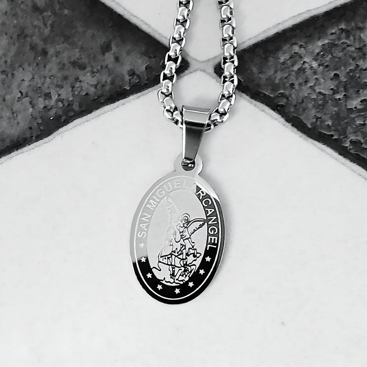 Silver San Miguel Arcangel Amulet