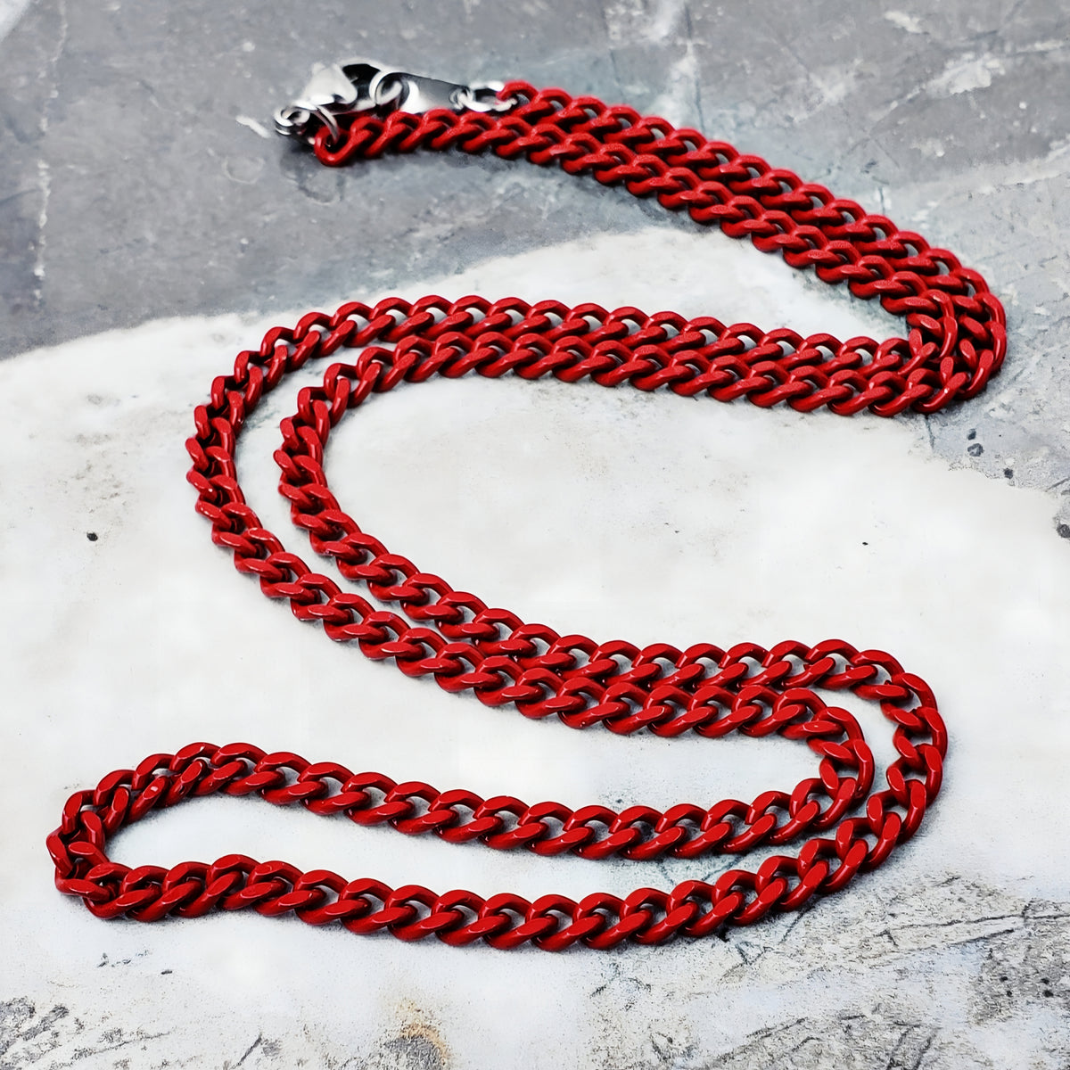 Red Curb Chain Necklace