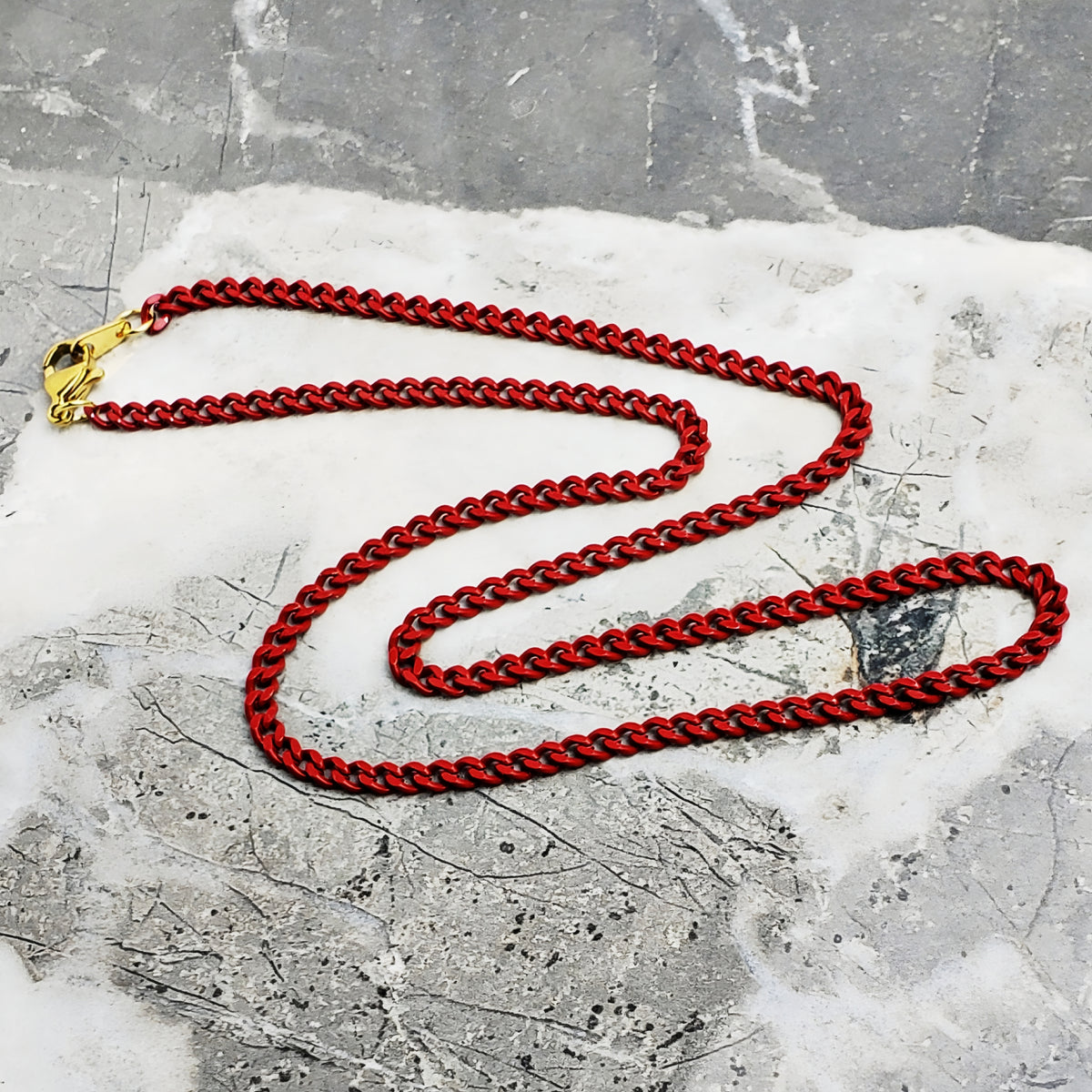 Red Curb Chain Necklace