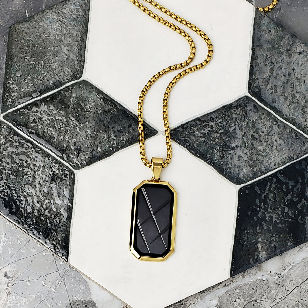 Gold Black Carbon Fiber Dog Tag