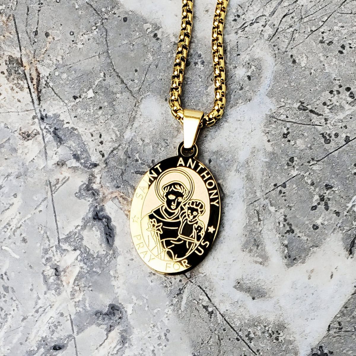 Gold Saint Anthony Coin Necklace