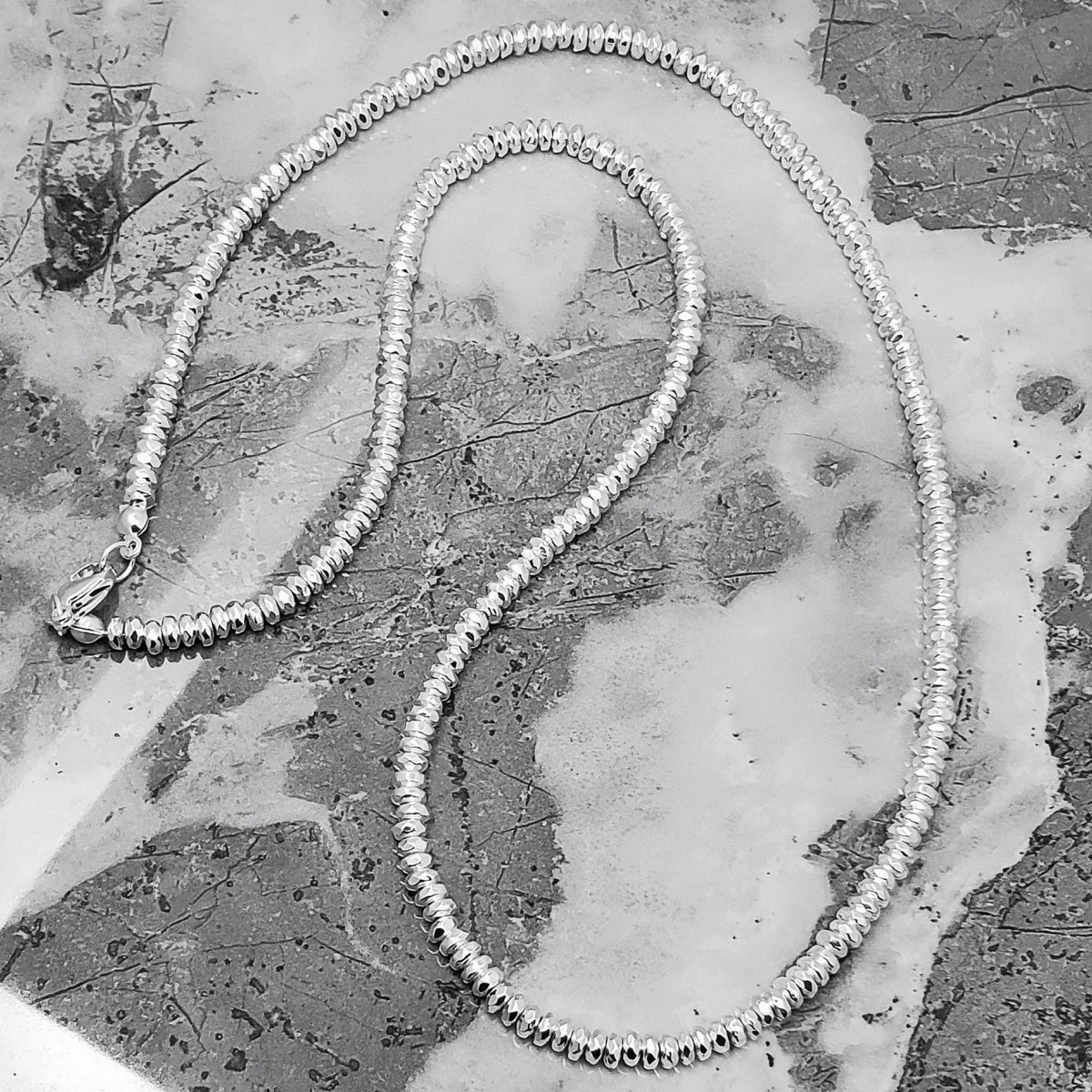 Platinum Hematite Heishi Necklace