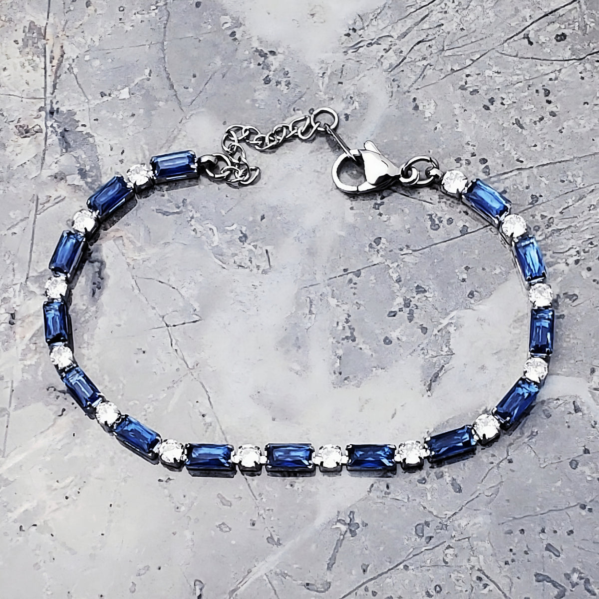 Silver Sapphire Tennis Bracelet