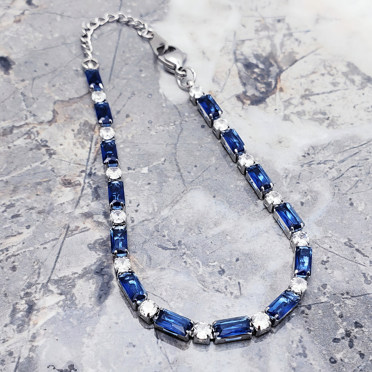 Silver Sapphire Tennis Bracelet
