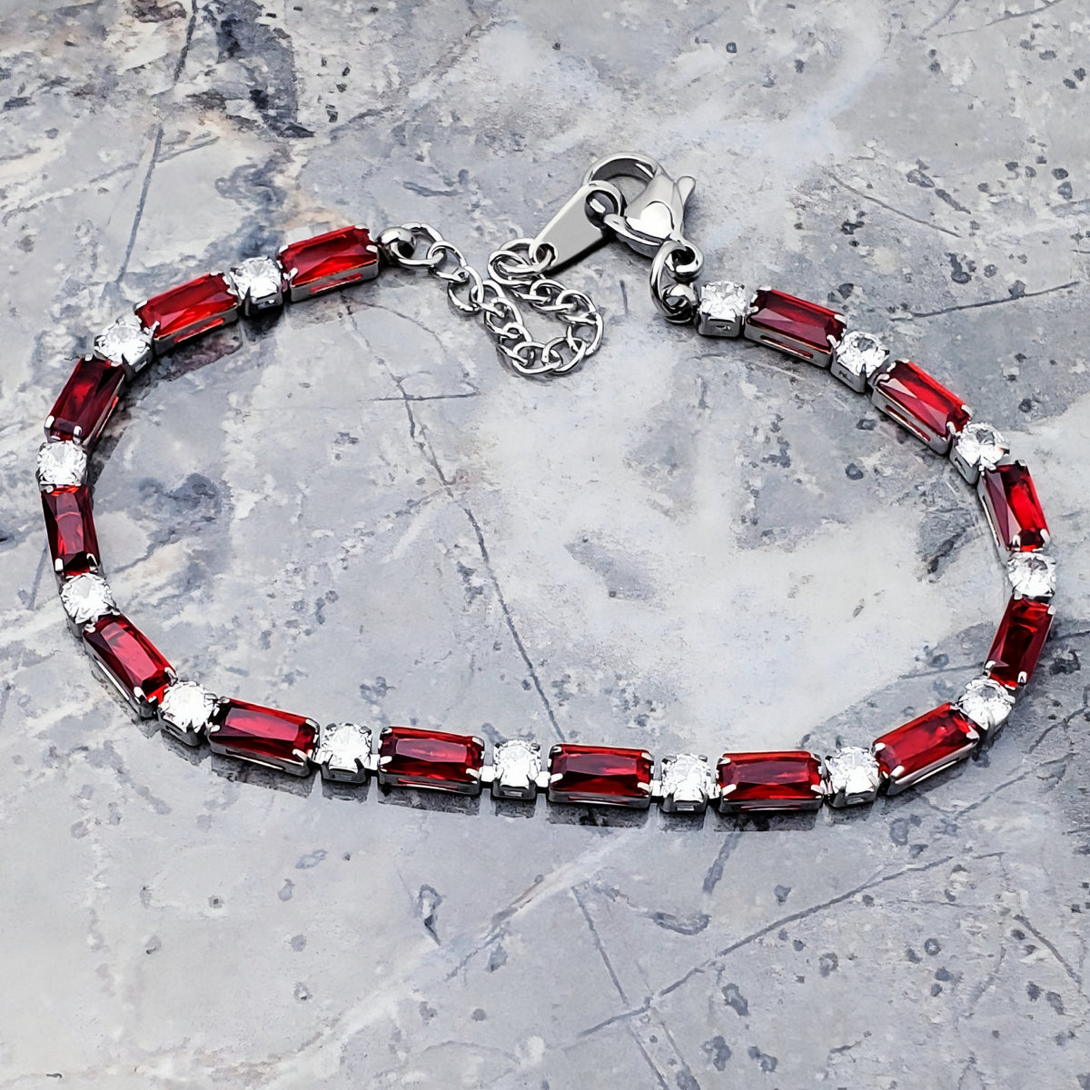 Silver Garnet Tennis Bracelet