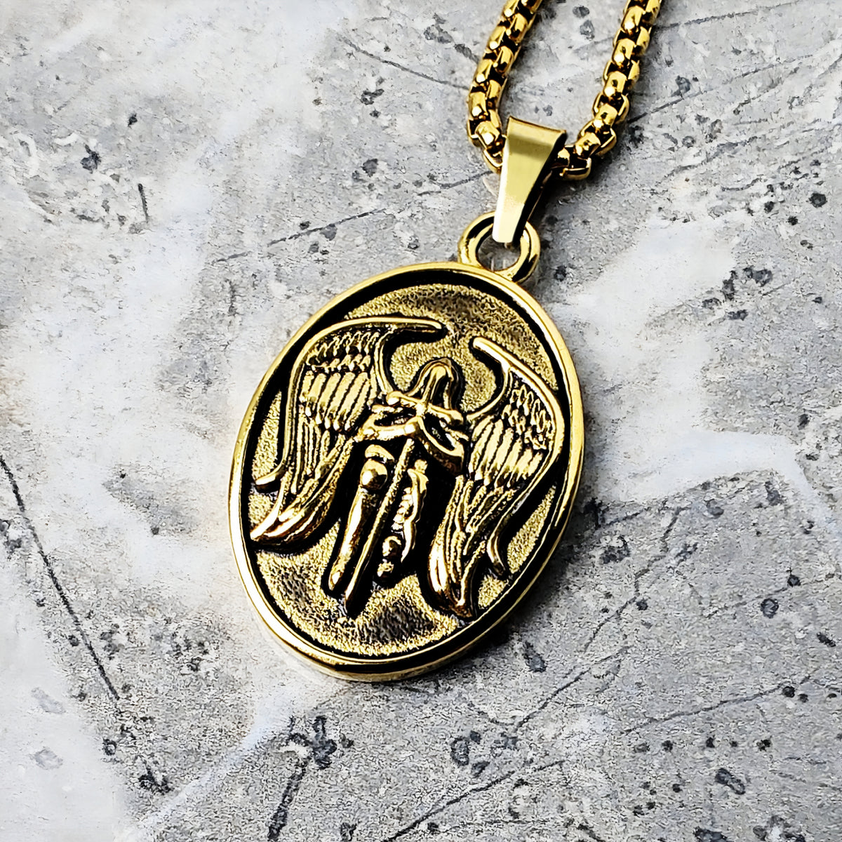 Gold Archangel Medallion Necklace