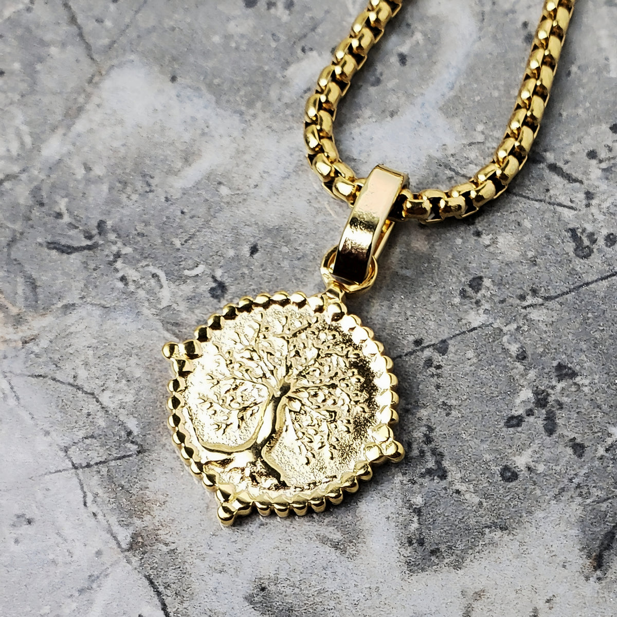 Gold Tree of Life Coin Necklace