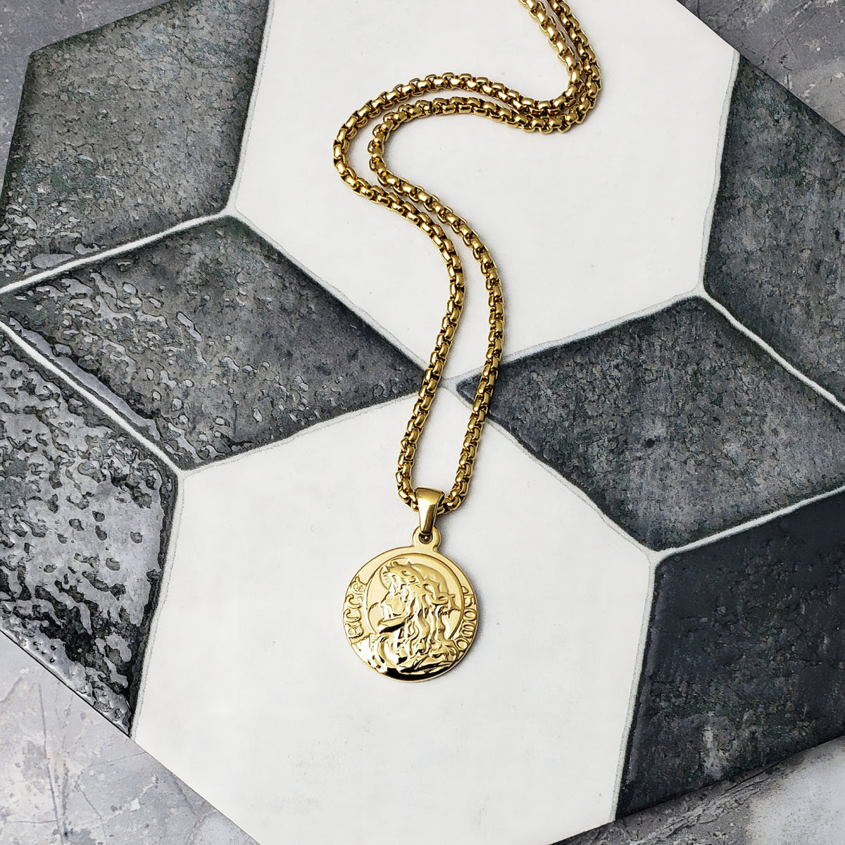 Gold Savior Coin Necklace