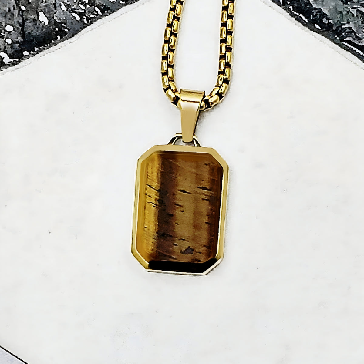 Gold Tiger Eye Gemstone Dog Tag