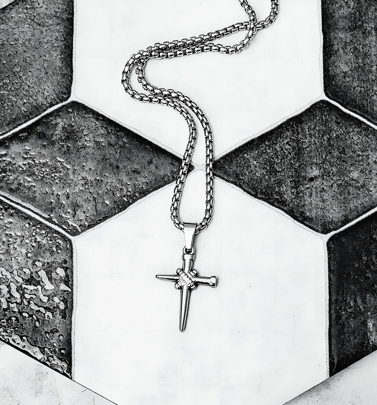 Silver Mini Nail Cross Necklace
