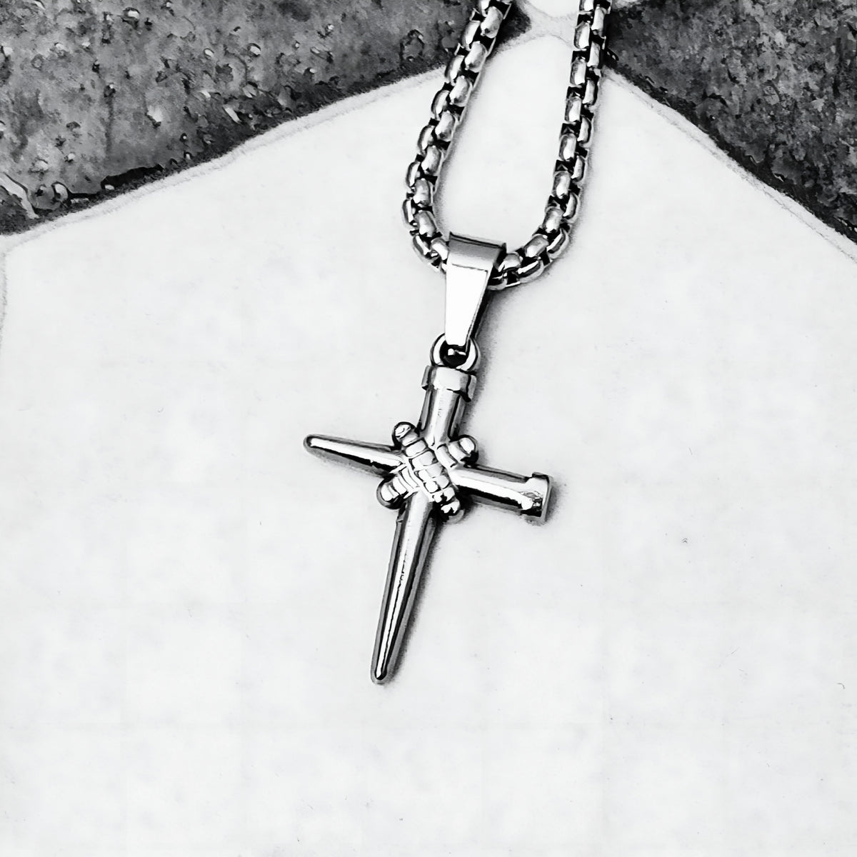 Silver Mini Nail Cross Necklace