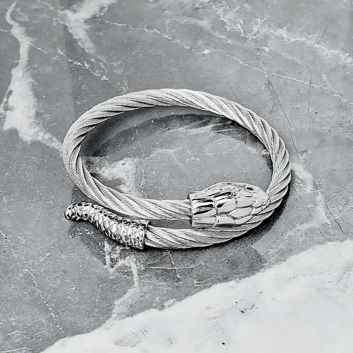 Silver Ouroboros Cuff Bracelet