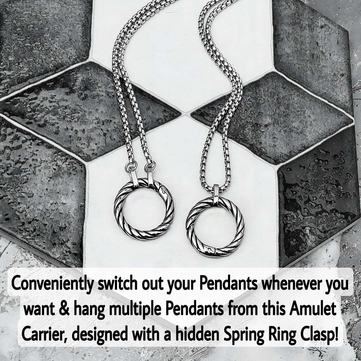 Silver Twisted Amulet Carrier Necklace