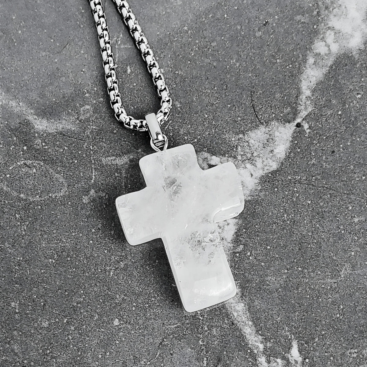 Quartz Gemstone Cross Necklace