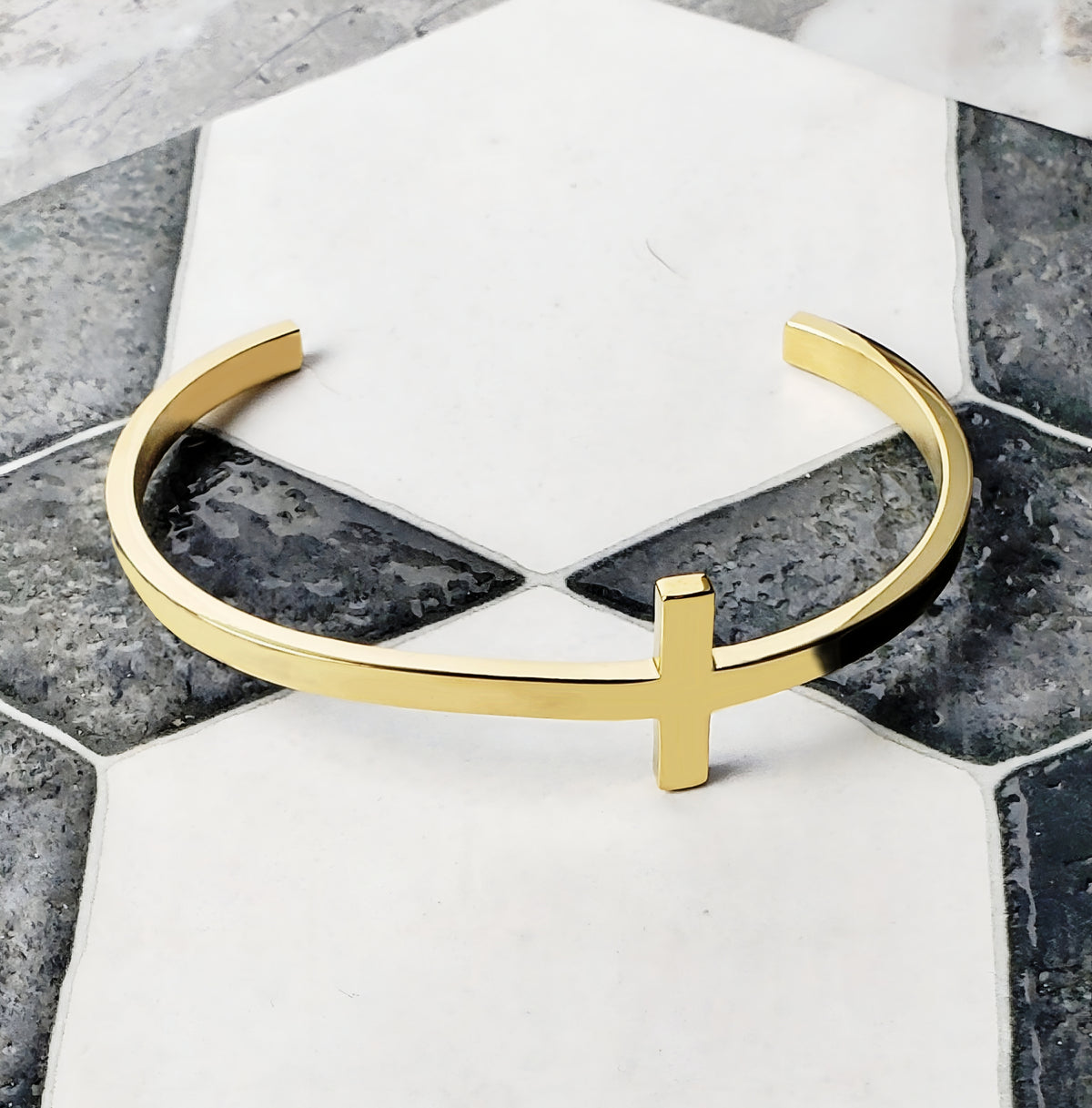 Gold Cross Cuff Bracelet