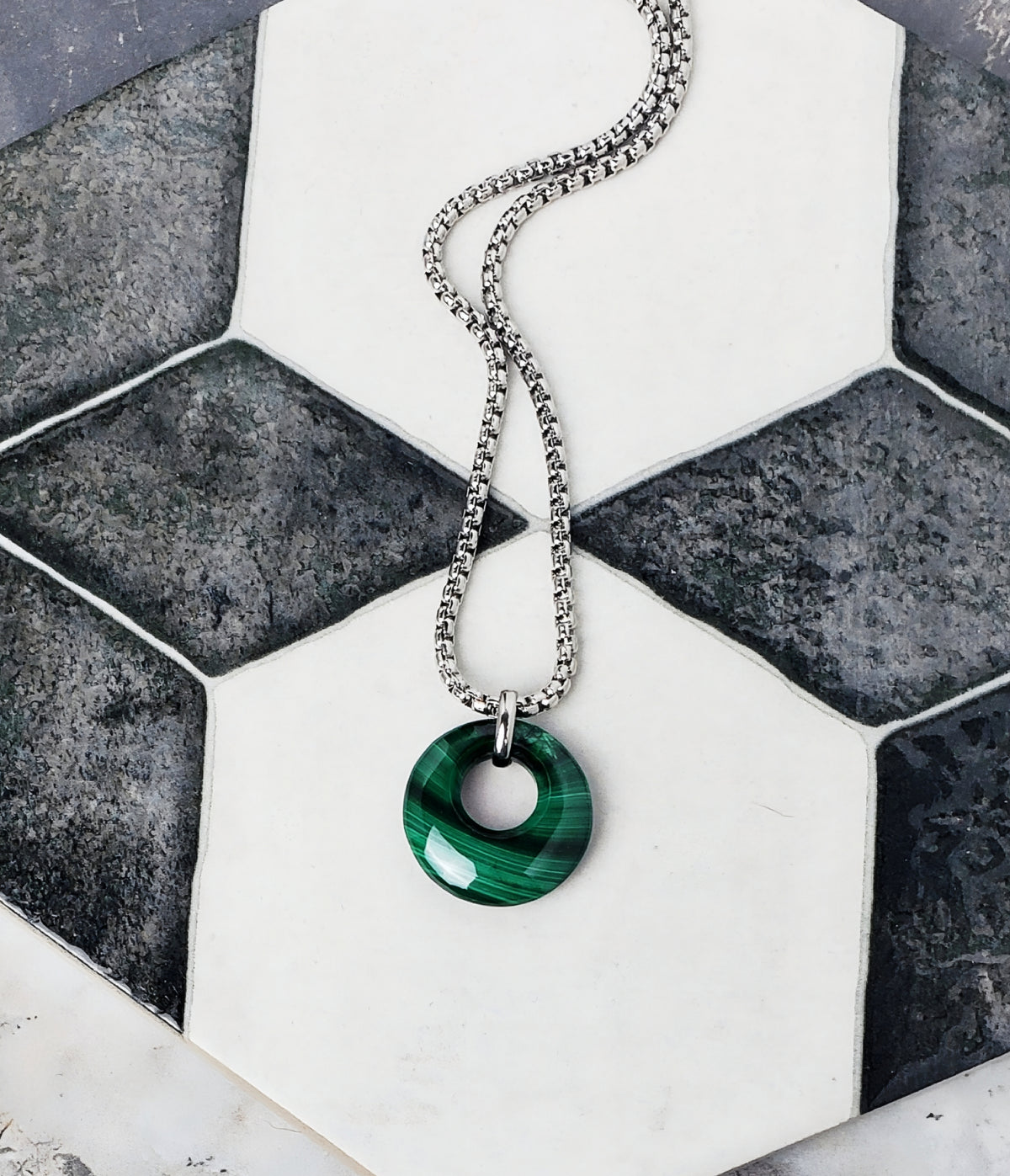 Malachite Gemstone Medallion Necklace
